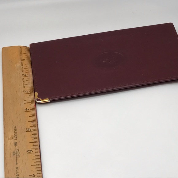 EUC Cartier Bordeaux Burgundy (Dark Red) Leather Checkbook Wallet - Unisex - Picture 5 of 7